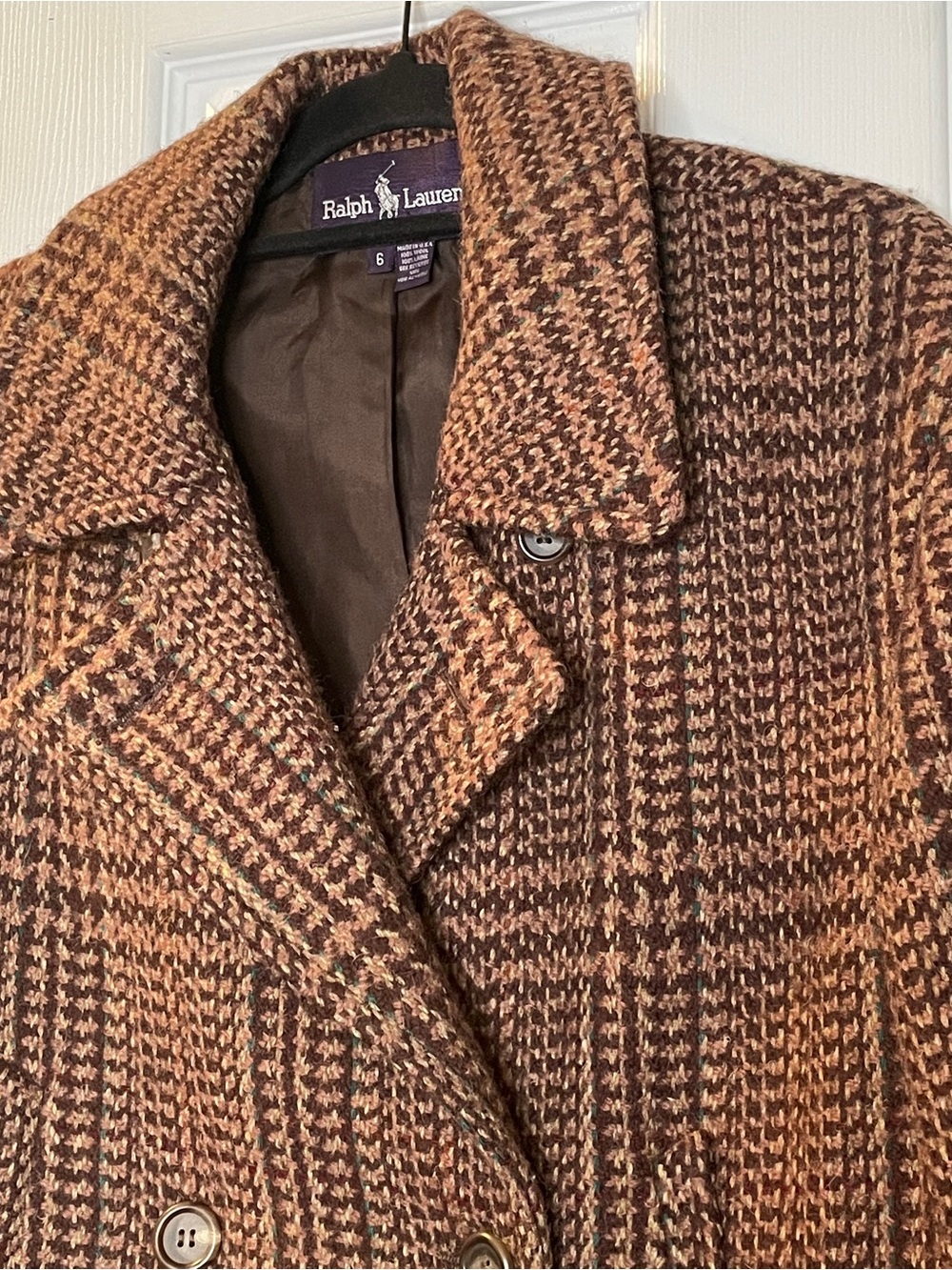 Vintage Ralph Lauren Purple Label Wool Glen Plaid Jacket Size 6 - Picture 4 of 13